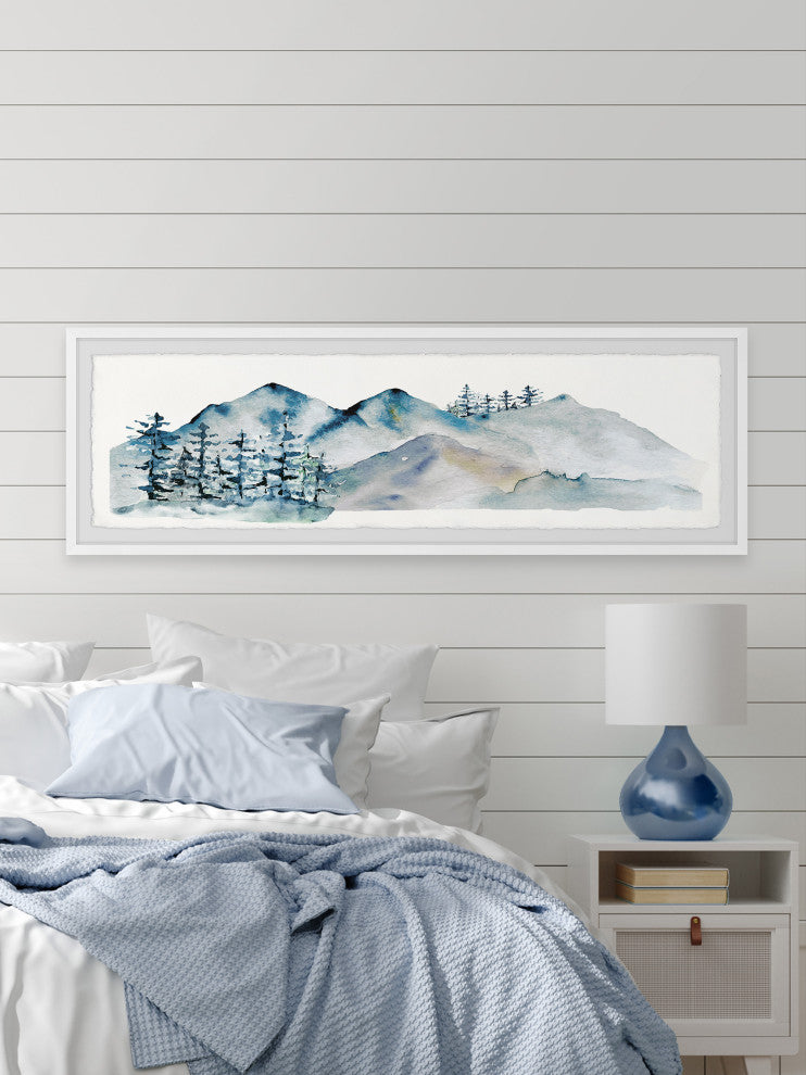 "Snowy Mountain Pass" Framed Painting Print, 30x10