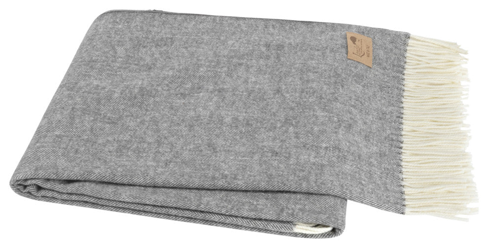 Italian Herringbone Throw, Charcoal Gray
