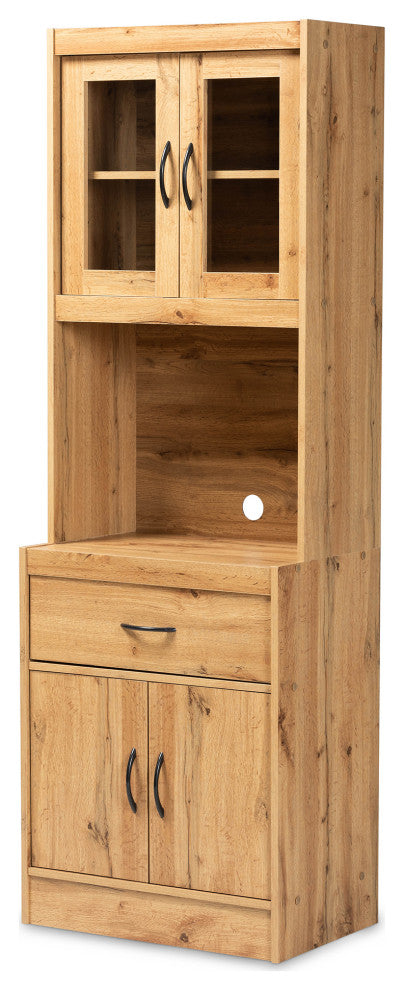 Collene Modern Kitchen Cabinet/Hutch, Oak Brown