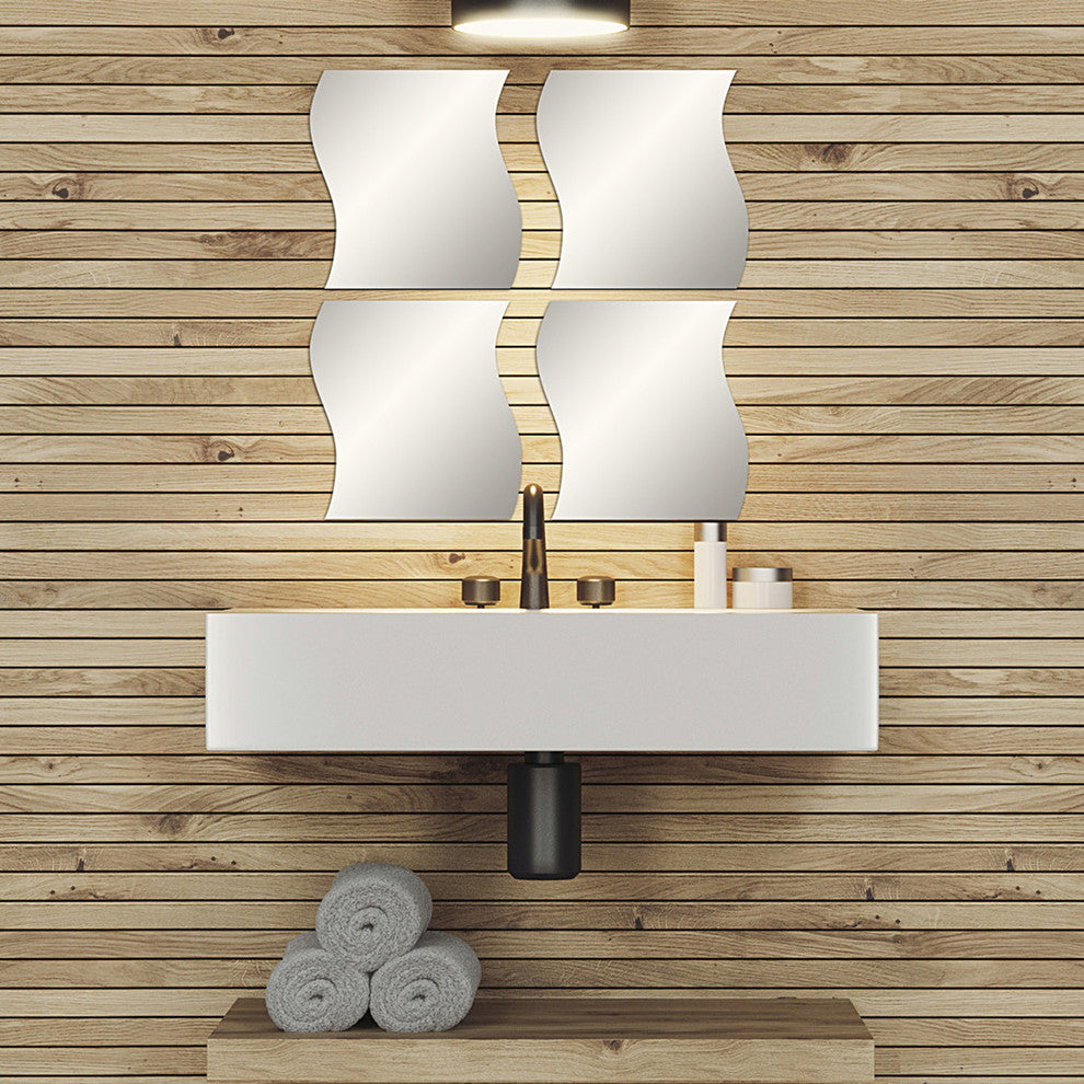 Big Decorative Wall Self Adhesive Shaped Mirrors - Set of 4
