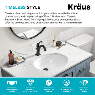 KRAUS Elavo 19.25 in. Oval Porcelain Ceramic Undermount Bathroom Sink