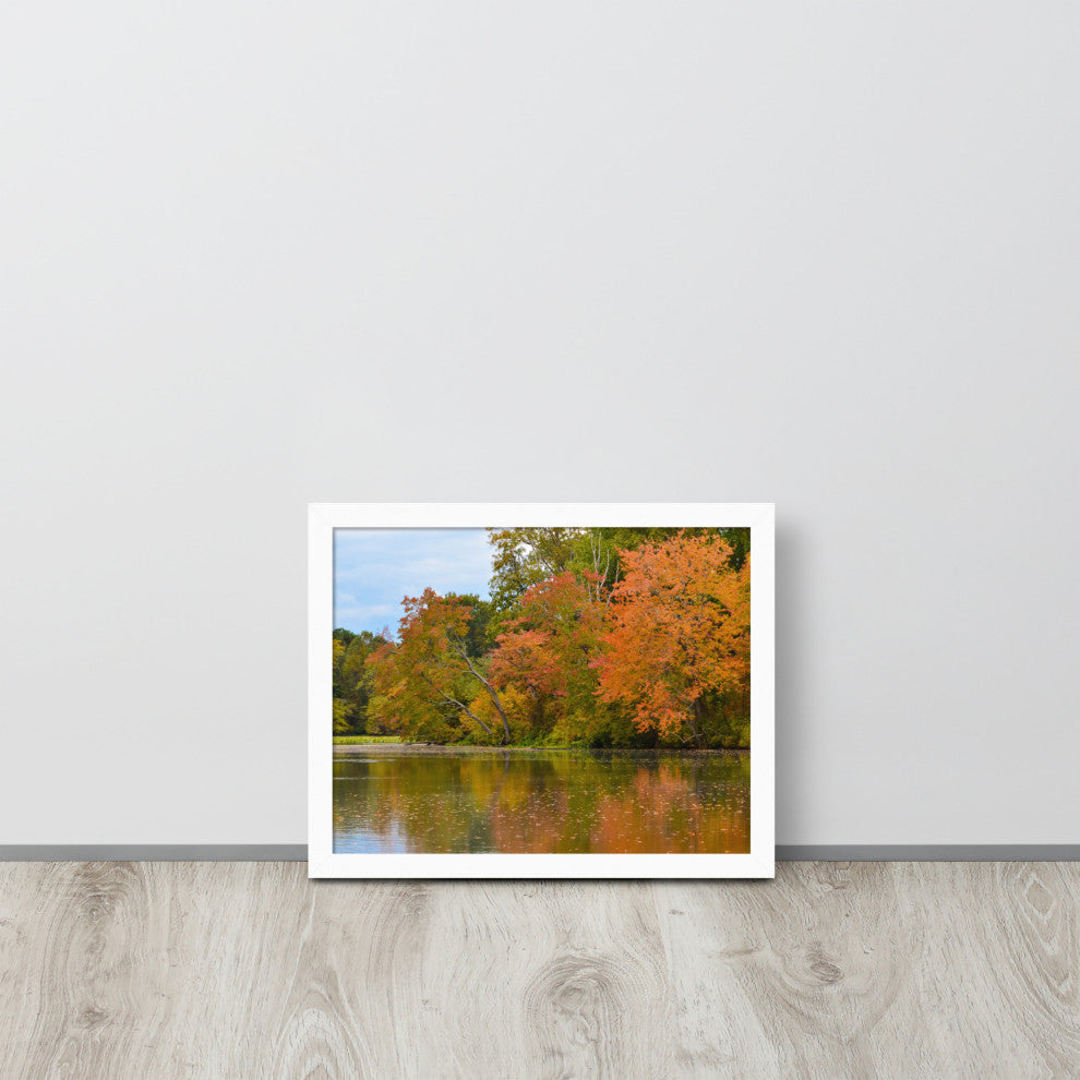 Autumn Tree Line Rural Landscape Framed Photo Paper Wall Art Prints, White, 11" X 14"