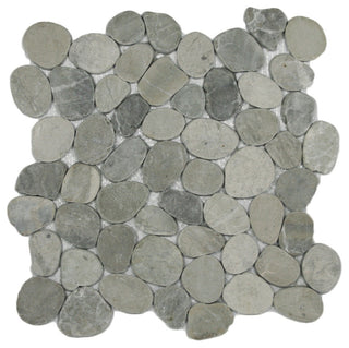 Sliced Bali Cloud Pebble Tile - 12x12 Natural Stone, Mesh Backed, Eco-Friendly