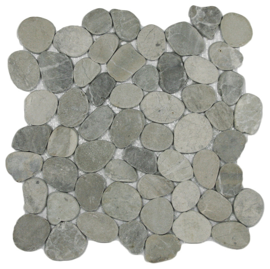 Sliced Bali Cloud Pebble Tile - 12x12 Natural Stone, Mesh Backed, Eco-Friendly