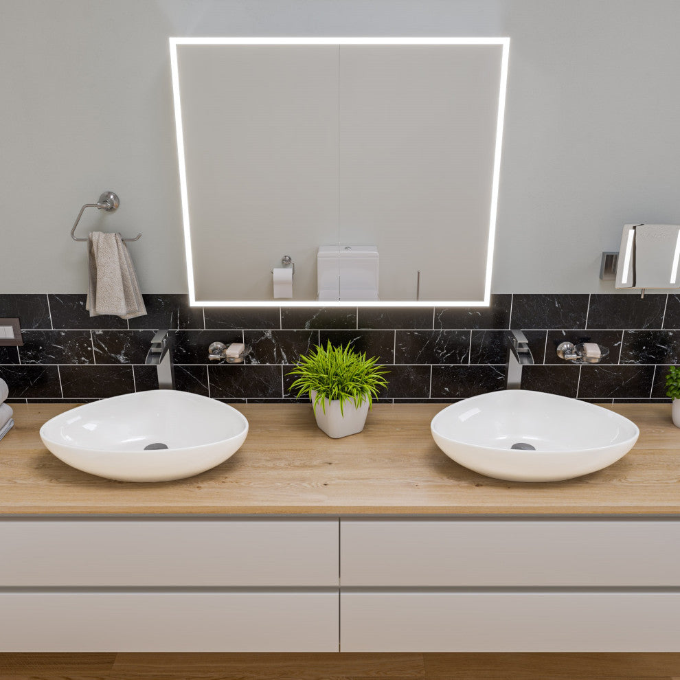 White 23" Fancy Above Mount Ceramic Sink
