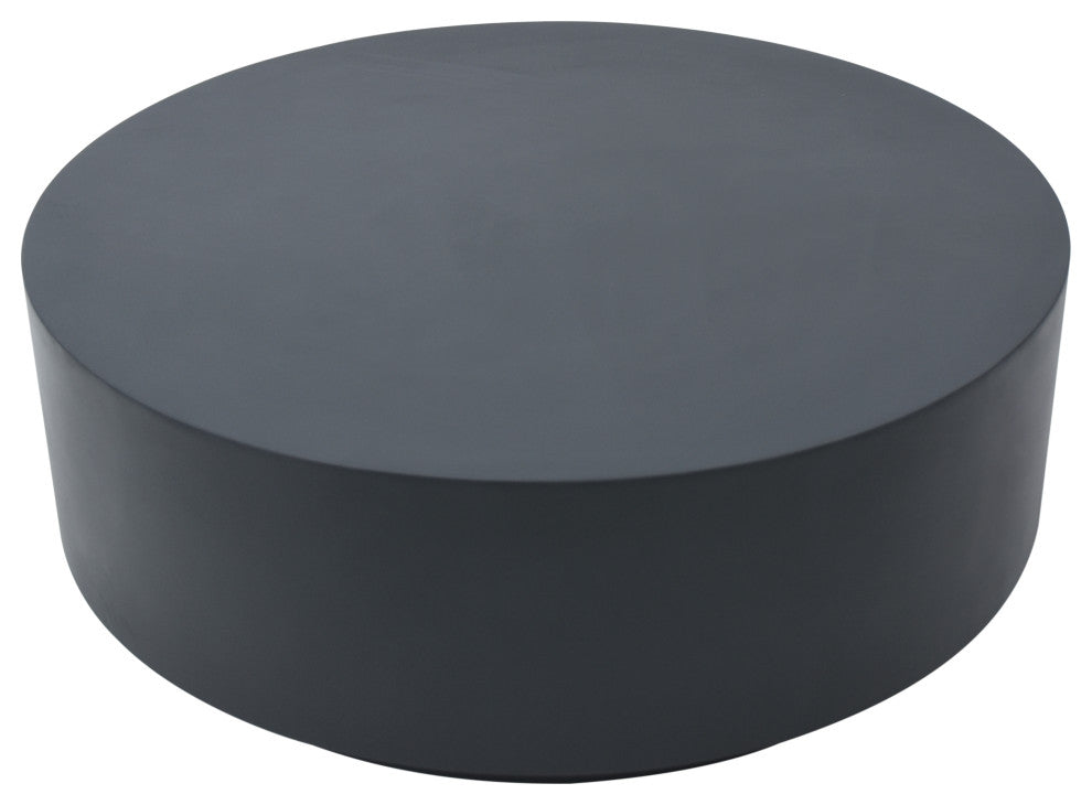 Rome 40" Round Concrete Coffee Table, Slate Black