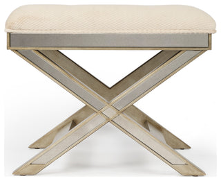 Butler Marlo Mirrored Vanity Stool, Silver, Silver