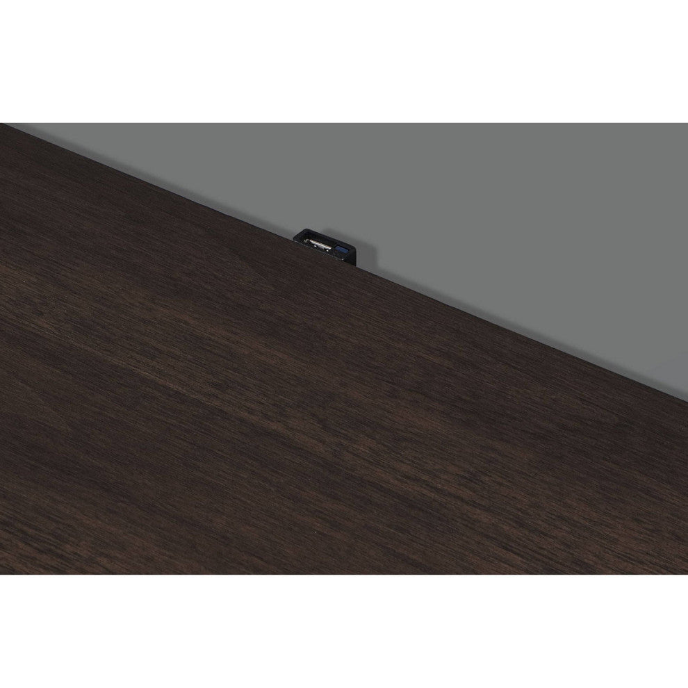 2-Drawers Wooden Nightstand With Metal Handle, White and Brown
