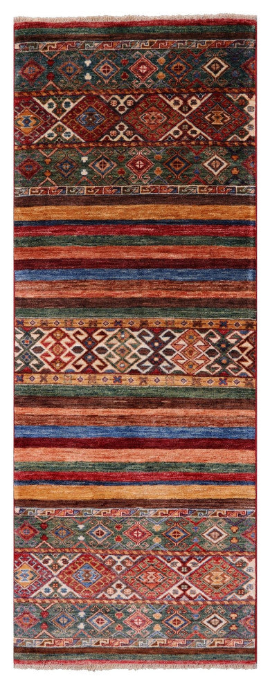 2' 6" X 6' 10" Khorjin Super Kazak Hand-Knotted Runner Rug Q5488