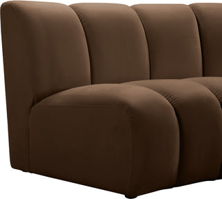 Infinity Channel Tufted Velvet Modular Chair, Brown, 11 Piece