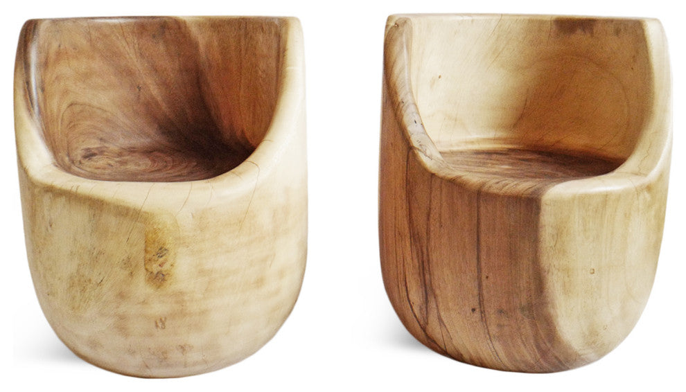 Monkey Pod Wood Scoop Seat