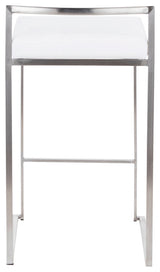 Fuji Contemporary Stackable Counter Stool in Stainless Steel with White Velvet C