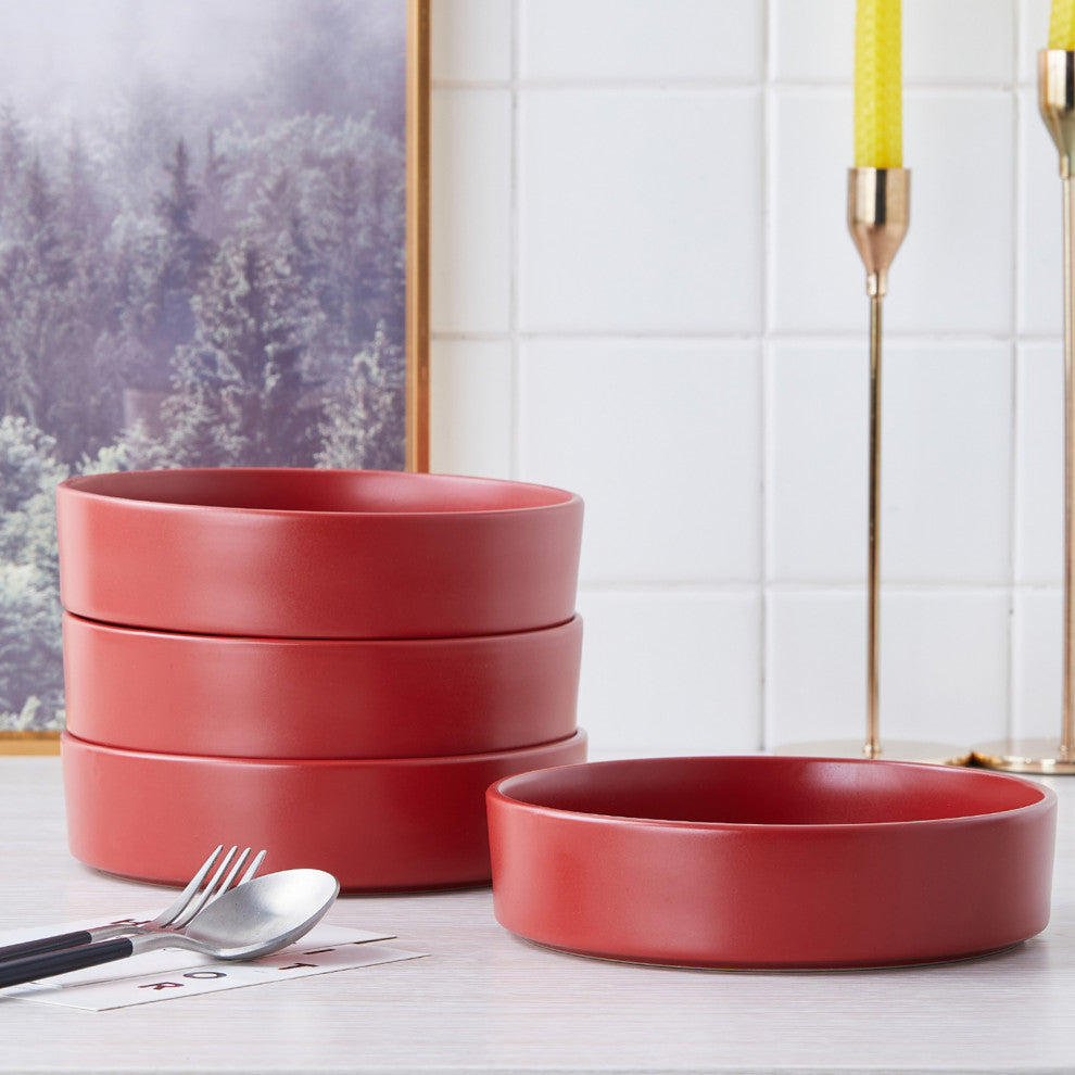 Stone Lain Cleo Stoneware 16 Piece Dinnerware Set, Red