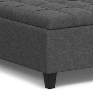 Harrison Large Square Coffee Table Storage Ottoman, Slate Grey