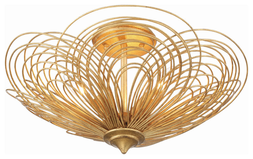 Doral 3-Light Renaissance Gold Ceiling Mount