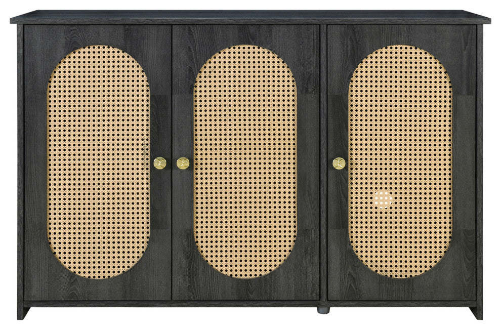 Gewnee  Retro 3-Door Sideboard with Large Storage Space, Antique Black