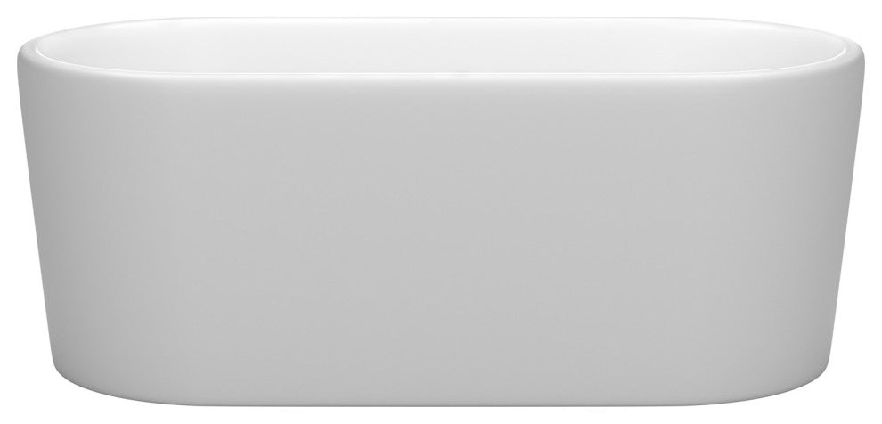 Ursula 59" Freestanding Matte White Tub, Polished Chrome Drain and Overflow Trim