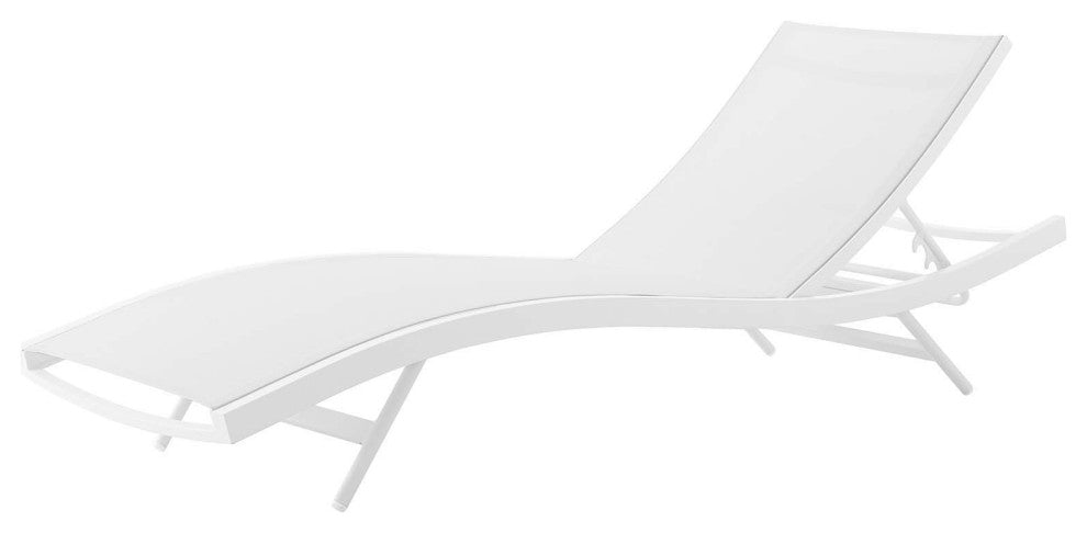 Lounge Chair Chaise, Set of 4, Aluminum, Metal, White, Modern, Outdoor Patio