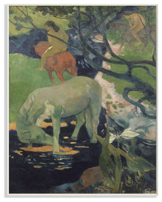 Horses Bathing Native Figures Classic Painting, 10"x15"