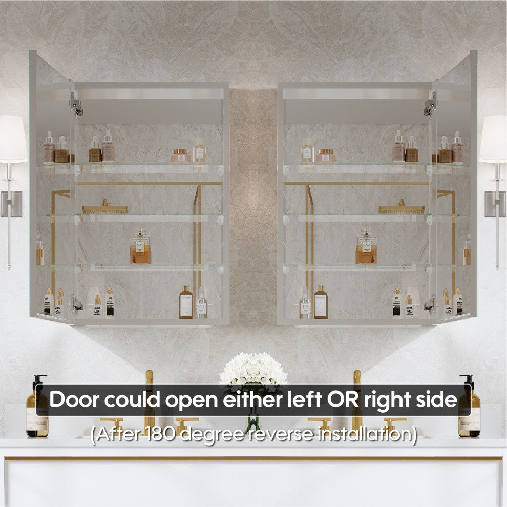 Recessed/Surface Mount Bathroom Medicine Cabinet, Reverse Installation, 52"x30"