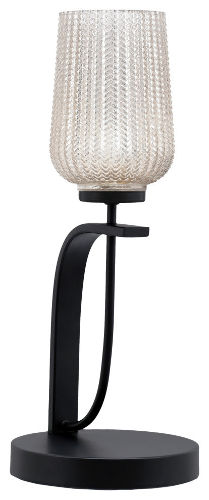 Cavella 1 Light Accent Lamp, Matte Black Finish, 5" Silver Textured Glass