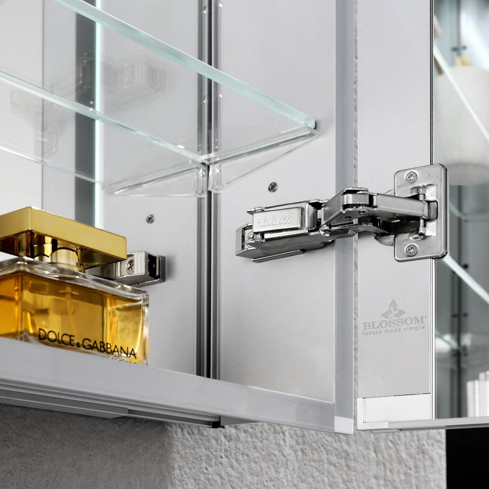 LED Medicine Cabinet With Defog, Dimmer, Makeup Mirror, Outlets, 36x32