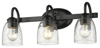 Golden Parrish 3 Light Bath Vanity, Black, Seeded Glass