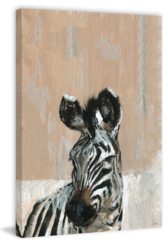 "Bonjour Zebra" Painting Print on Wrapped Canvas, 16"x24"