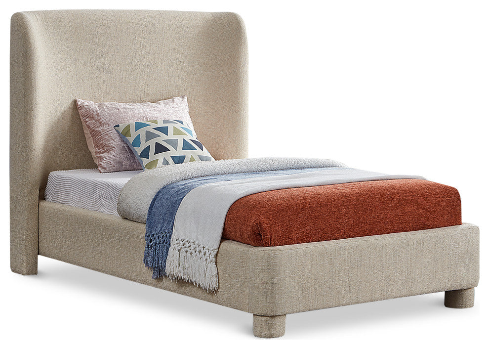 Penny Bed, Beige, Twin, Linen Textured Fabric