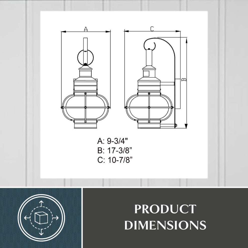 Chatham Motion Sensor Coastal Outdoor Wall Light, Bronze, 9.75Wx17.5Hx11D"