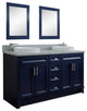 61" Double Sink Vanity, Blue Finish And Gray Granite And Round Sink
