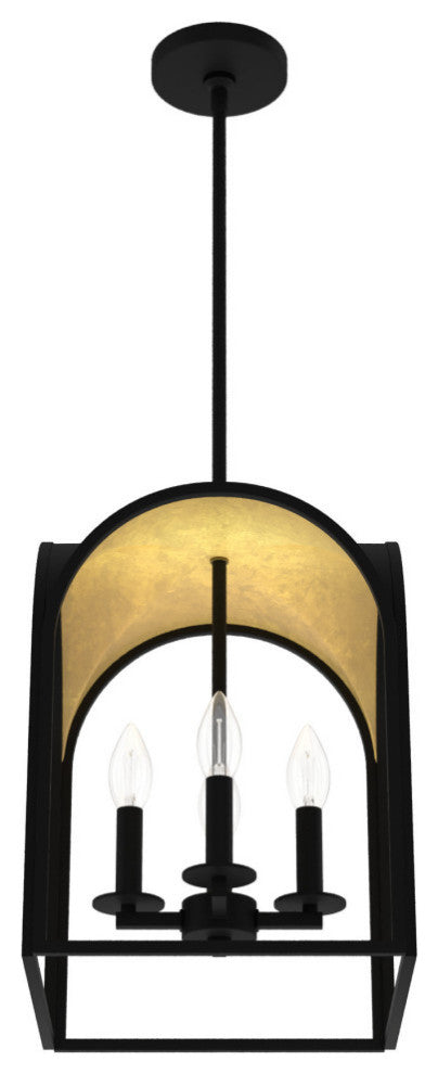 Hunter 12" Dukestown Natural Iron and Gold Leaf 4-Light Pendant Ceiling Light
