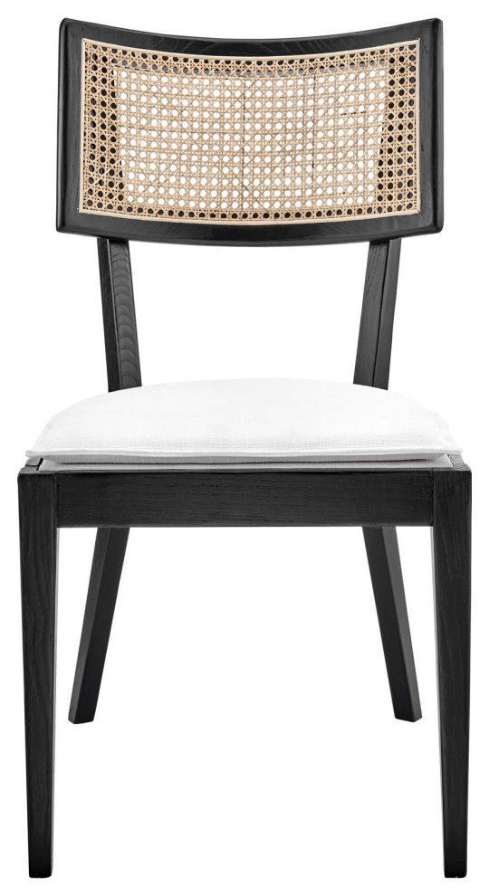 Side Dining Chair, Set of 2, White Black, Wood, Modern, Cafe Bistro Hospitality