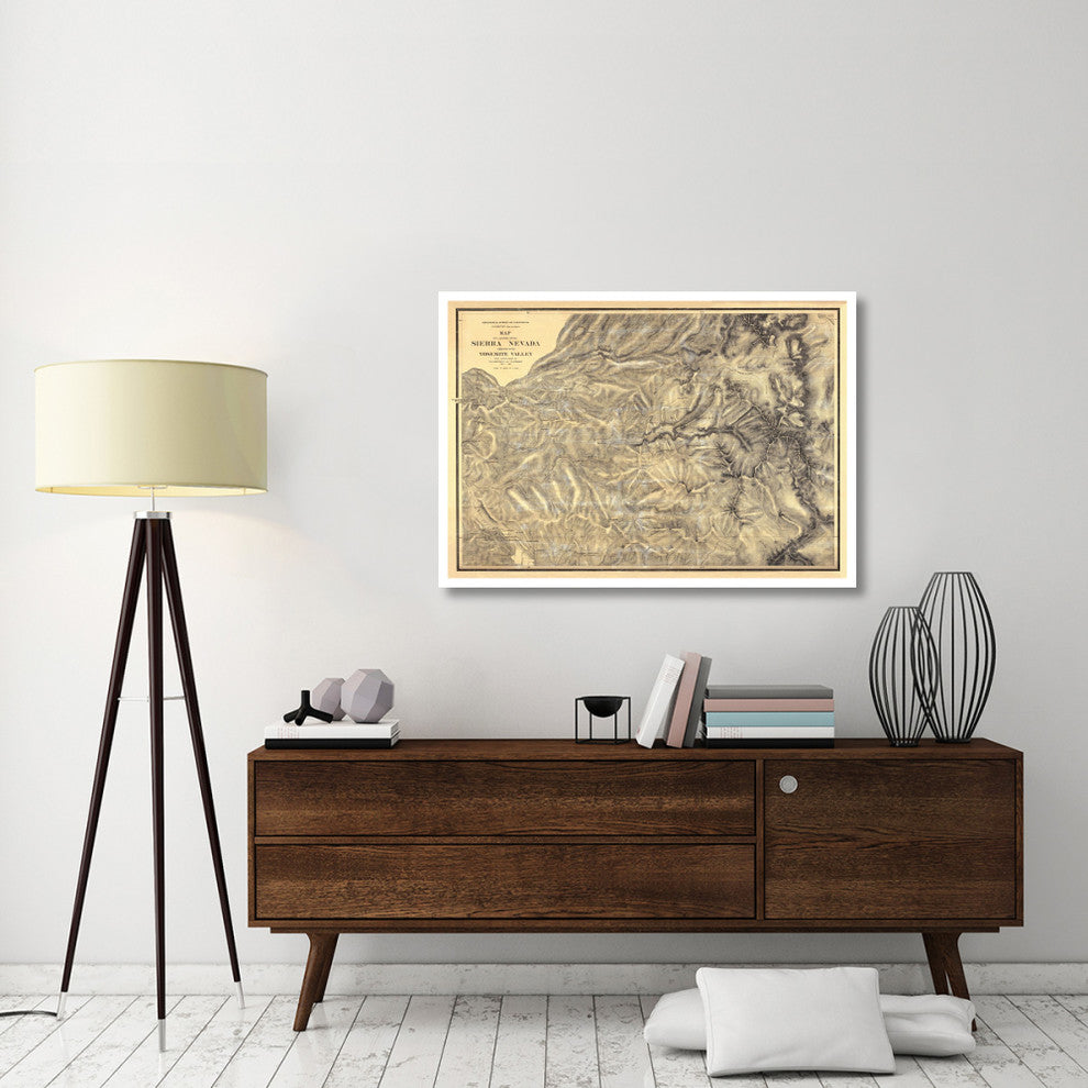 "Sierra Nevada adjacent to the Yosemite Valley, 1869" Paper Art, 46"x33"
