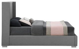 Royce Linen Upholstered Bed, Gray, King