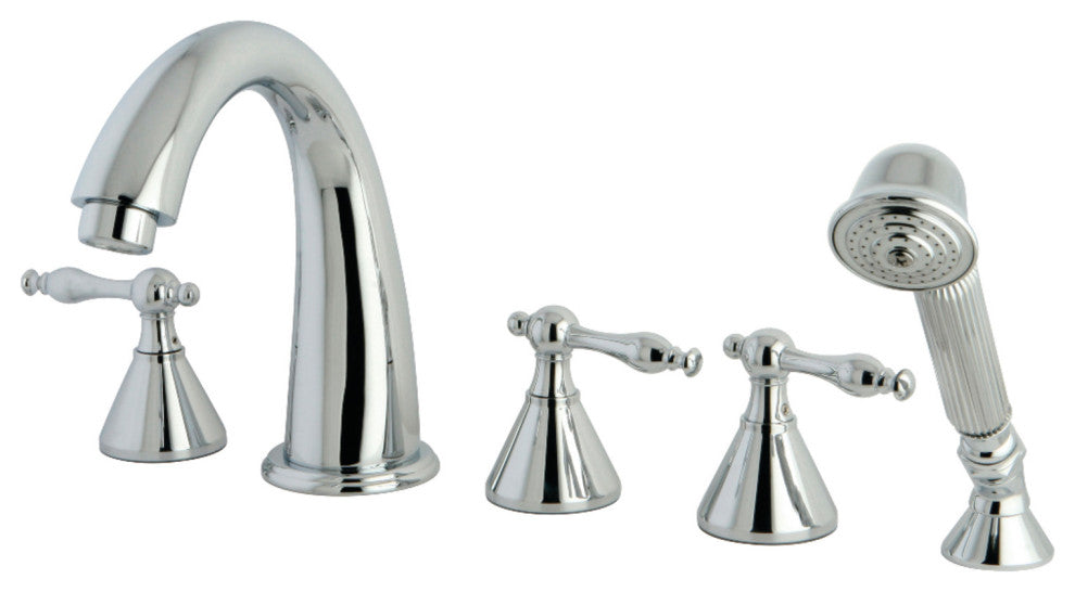 Kingston Brass Roman Tub Faucet With Hand Shower, Polished Chrome