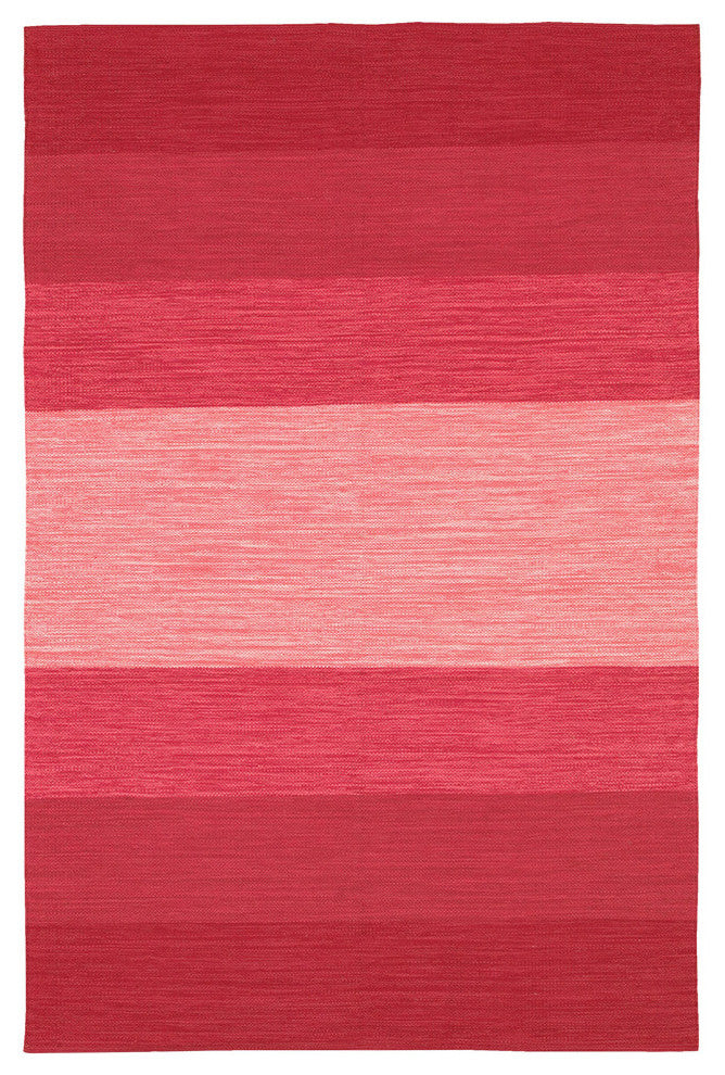 India Contemporary Area Rug, Red and Pink, 3'6x5'6 Rectangle
