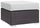 Espresso White Convene Outdoor Patio Fabric Square Ottoman