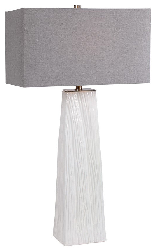 Uttermost Sycamore White 1-Light Table Lamp, Brushed Nickel, 28383