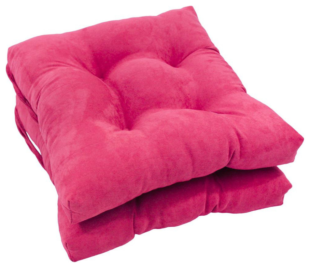 16-inch Solid Micro Suede Square Tufted Chair Cushions (Set of 2)