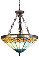NICHOLAS Tiffany-Style Mission Stained Glass Inverted Ceiling Pendant, 18"