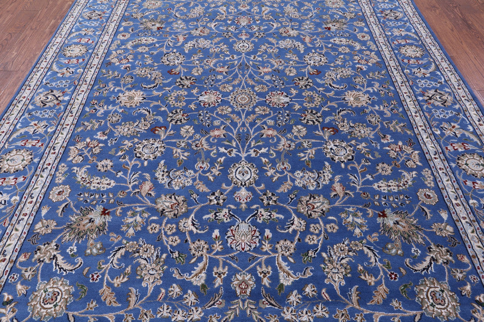 8' 0" X 10' 1" Hand Knotted Wool & Silk Persian Nain Rug - Q14887