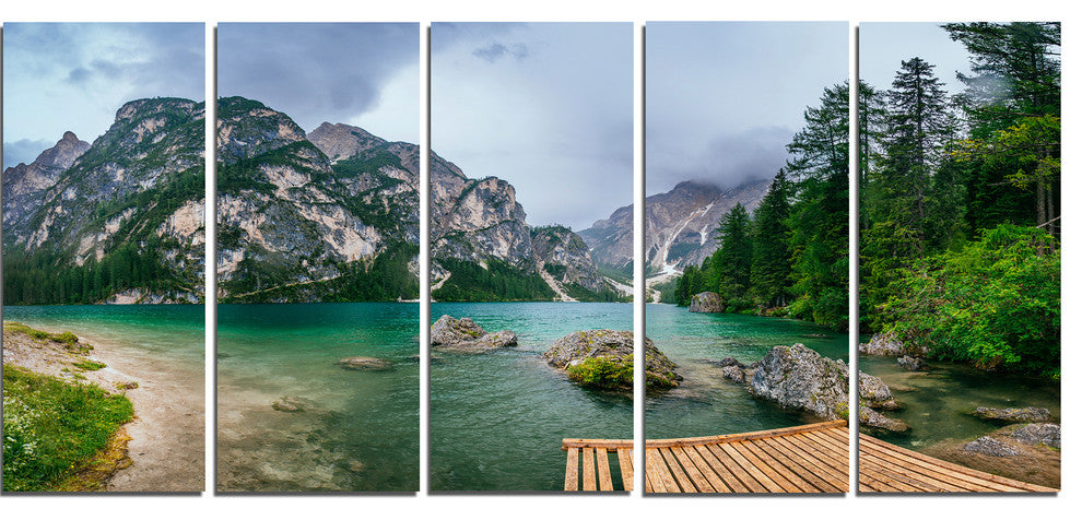 "Lake Between Mountains" Canvas Print, 5 Panels