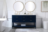 Sally 60" Double Bathroom Vanity, Blue
