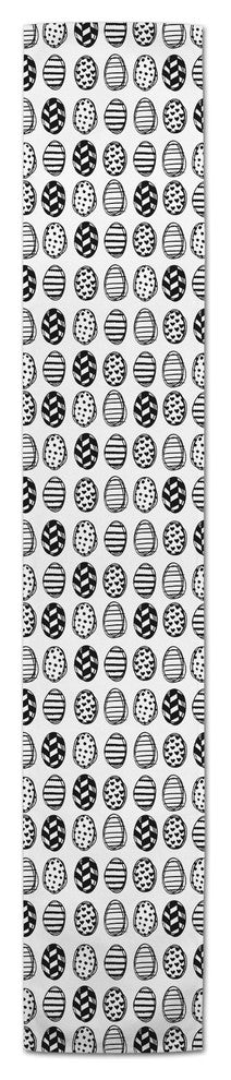 Black and White Egg Pattern 16x72 Table Runner