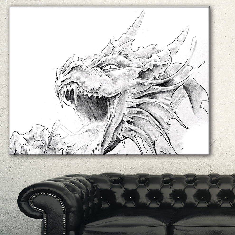 "Dragon Tattoo Sketch" Digital Art Canvas Print