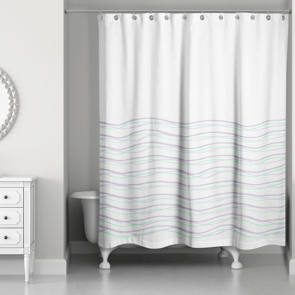 Wavy Lines 5 71x74 Shower Curtain