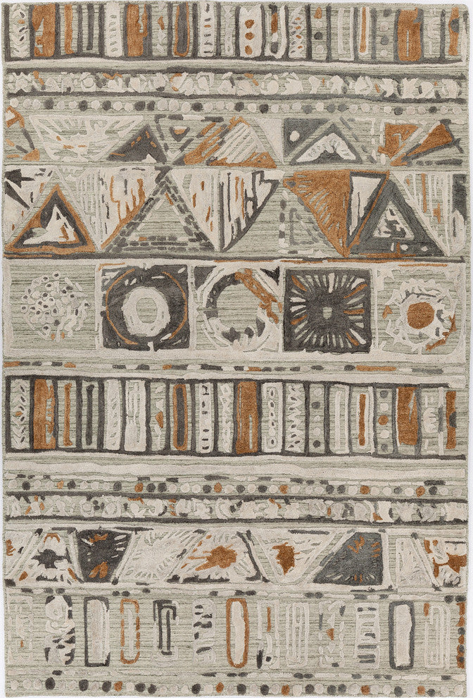 Nimah Handwoven Contemporary Rug, White/Black/Brown, Rectangular 9'x13'