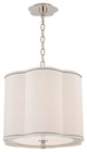 Sweeny, 15-inch  Pendant, Polished Nickel Finish, White Faux Silk Shade