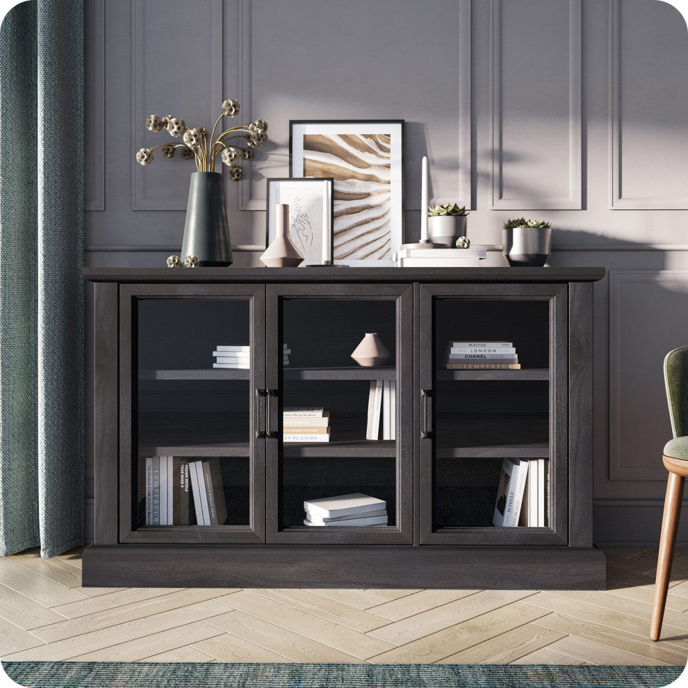 55" Farmhouse Sideboard Cabinet, Rustic Gray